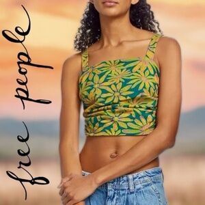 FREE PEOPLE All Tied Up Cropped Open-Back-Tie, Ruched Sides Tank Top NWT/MD